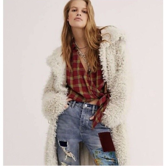 Free People We The Free Running Wild Wrap Top Size Small Plaid - Picture 2 of 13